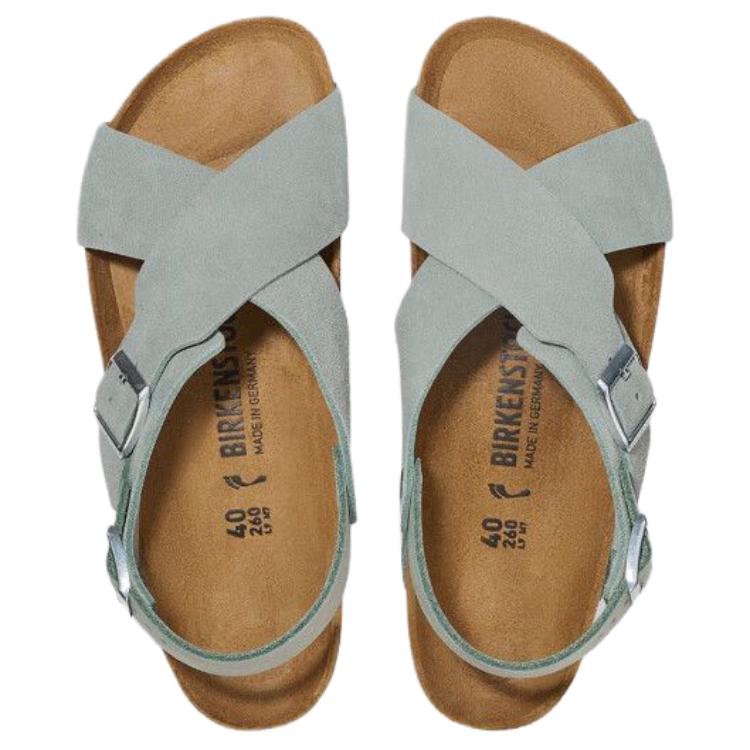 Birkenstock Сандалии Tulum на одной ремешке из замши крупного рогатого скота Женские Серо-зеленые Узкие 1029832