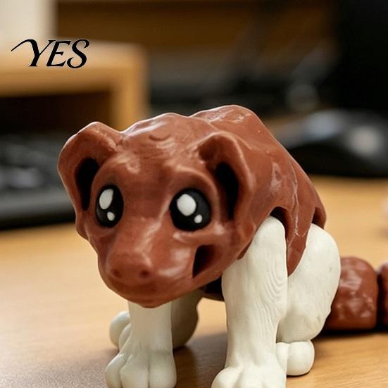 Desktop Decorative Sculpture Articulated Dog Figurine, 3D Printed Cute Puppy with Movable Joints, Decoration Colorful Desk Pet for Home Office, Stress