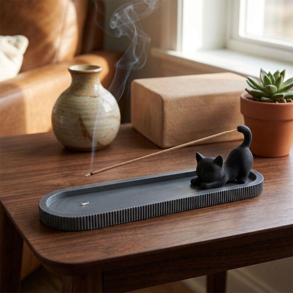 3D Printed Cat Figurine Incense Burner Mobile Cat Incense Burner with Ash Catcher Home Decor