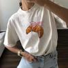 Модная американская Ins Личность Простая футболка с принтом Розовый Хлеб Графические Топы С коротким рукавом Милый Женский Стиль Одежда Y2K