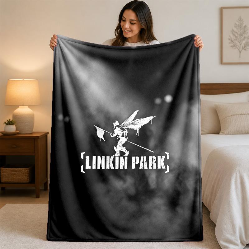 Linkin Park Print Flannel Blanket Cozy Lightweight Plush Throw Blanket For Bed Sofa Household Use