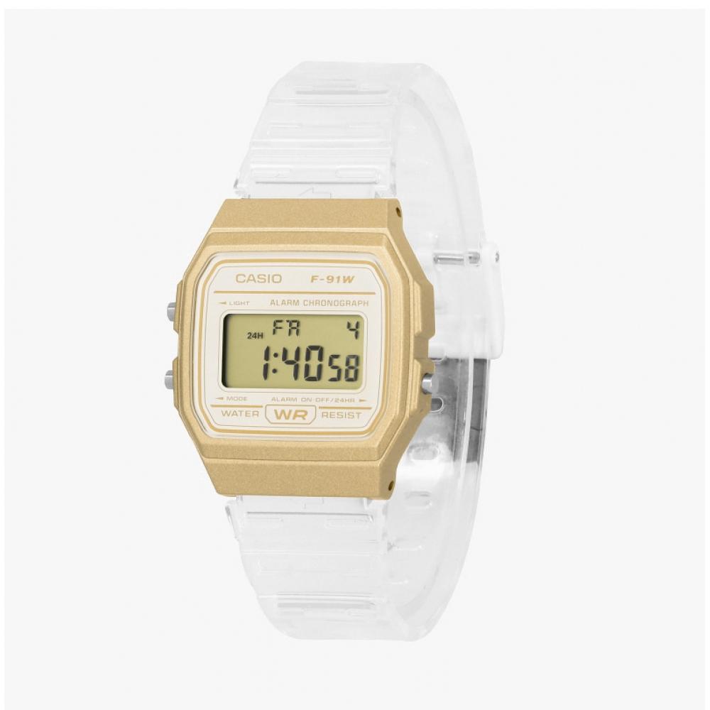 Casio Унисекс Цифровые Квадратные Винтажные Ретро Прозрачные Уретановые Часы F 91ws 7a2