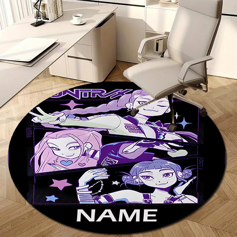 Personalized K-KPop Demon Hunters Round Chair Office Rug - Perfect for Mat, Office Chair & More - Ideal Gift for Birthdays and Holidays