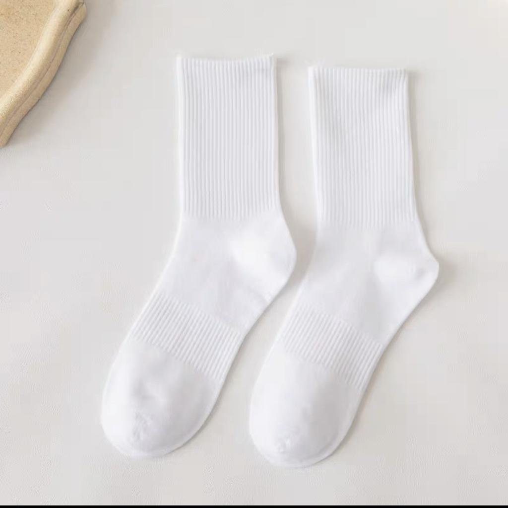 Basic Black, White And Gray Socks, Solid Color Simple Sports Cotton Socks, Comfortable And Breathable Medium Tube Socks, Stockings