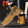 Mens Boots Leather Shoes Platform Boots for Men Outdoor Sneakers Motorcycle Ankle Boots Male Work Boot Casual Hiking Shoes