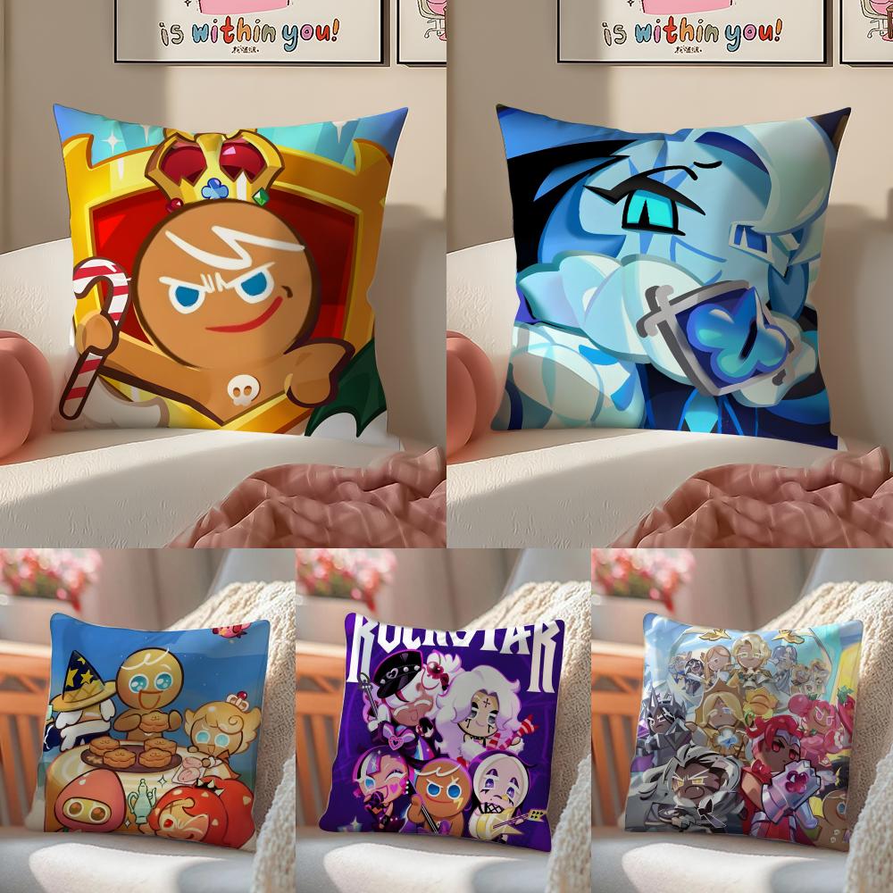 Hot Cute Casual Korean Game CCookie Run Kingdom Cushion Cover Pillowcase Short Plush Invisible zipper Room Sofa Cushion Cover