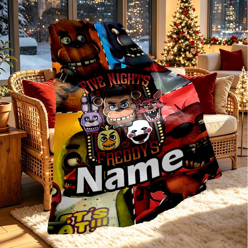 Custom Name Personalized Five Nights at Freddy's Print Blanket, Home Decor, Bedroom, Sofa, Camping, Couch, Gifts for Birthday ChristmasEnthusiasts