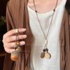 Длинное ожерелье с подвеской из грецкого ореха на вощеном шнурке для женщин - Ретро и нишевый дизайн в современном китайском стиле
