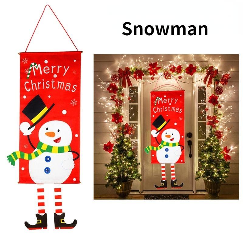 1set Merry Christmas Porch Door Banner Hanging Ornament Christmas Decoration for Home New Year Xmas Happy