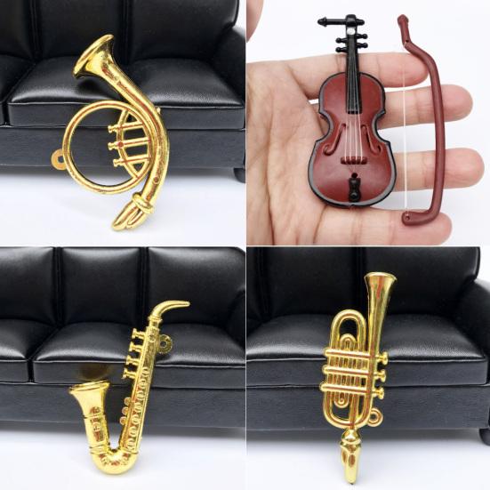 Puntos 1/12 кукольный домик миниатюрная пластиковая скрипка саксофон модель музыкальный инструмент декор