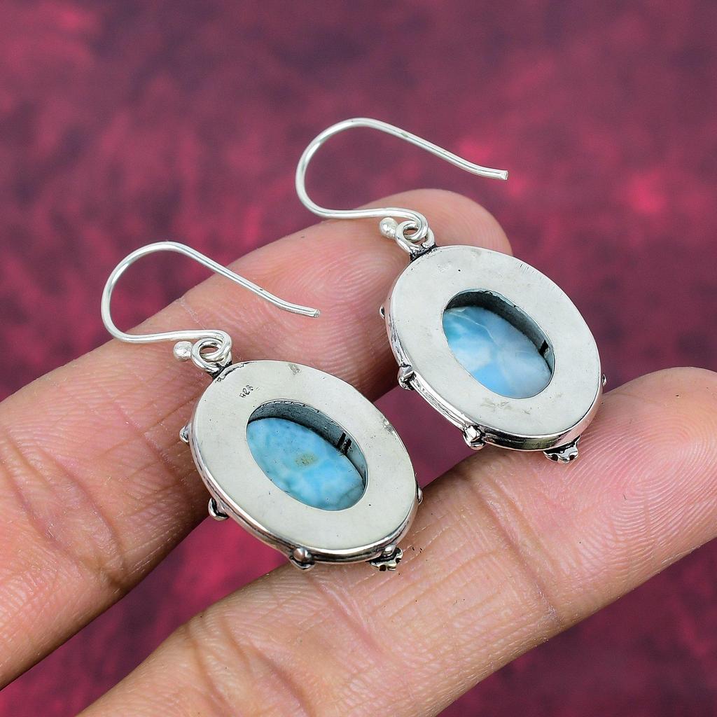 Серьги с ларимаром, ювелирные изделия из стерлингового серебра 925 пробы, серьги с драгоценными камнями, подарок для нее, изящные ювелирные изделия ручной работы