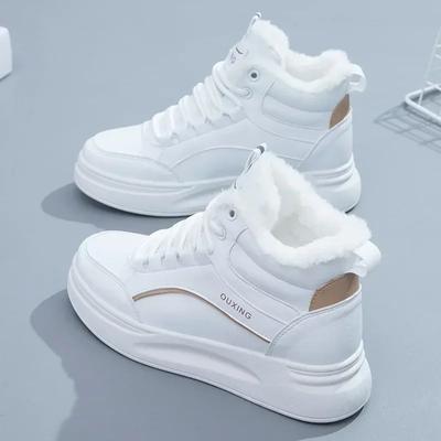 Кроссовки из шерстяного флиса женские, противохолодные, теплые, спортивная обувь, зимние, хлопковые, ботильоны женские, утепленные, зимние, белые