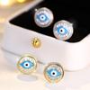 Chic Drip Oil Bule Eye Stud Earrings Luxury Gold Color Round Enamel Ear Studs For Women Girly Party Jewelry Gifts