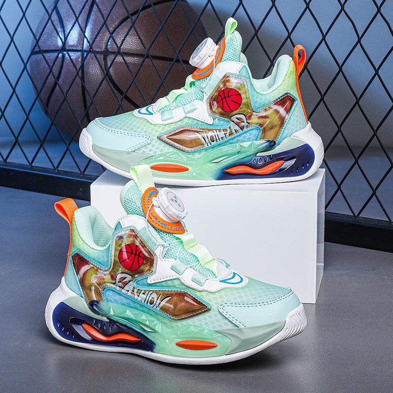 Детские баскетбольные кроссовки, осенне-зимние новые сетчатые туфли для мальчиков, повседневная обувь