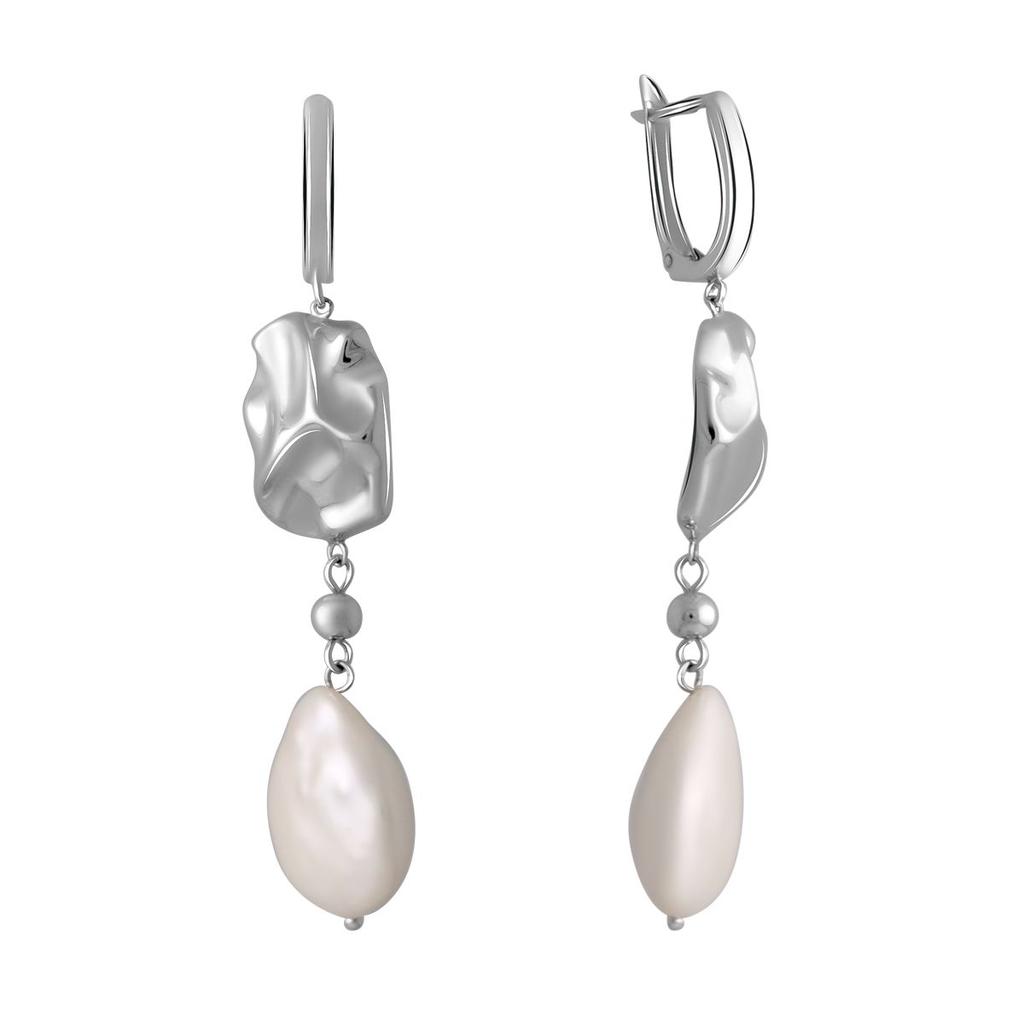 Silver Earrings with Natural Baroque Pearls (2041917)