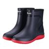 Masamilk Rain Easy To for Work and Commuting Men's Waterproof, One-Piece Non-Slip Boots, Wear, Short, Black, (Size 27.5 Cm)