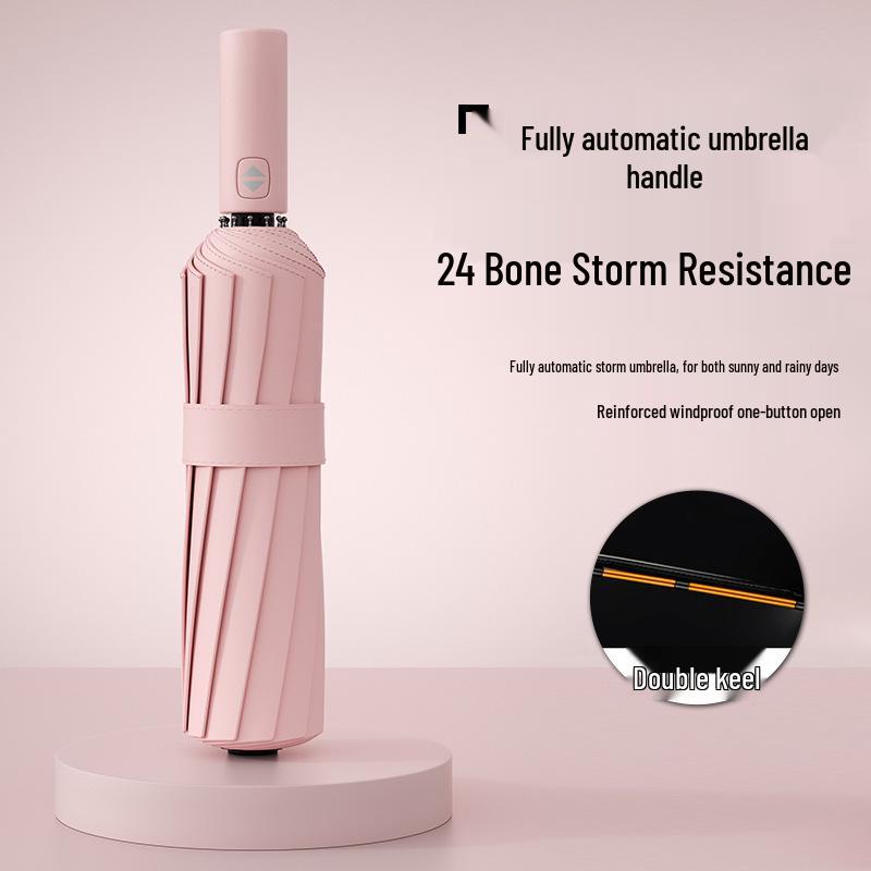 Полностью автоматический трехслойный зонт с черным клеем и защитой от УФ-лучей с логотипом для дождя или солнца