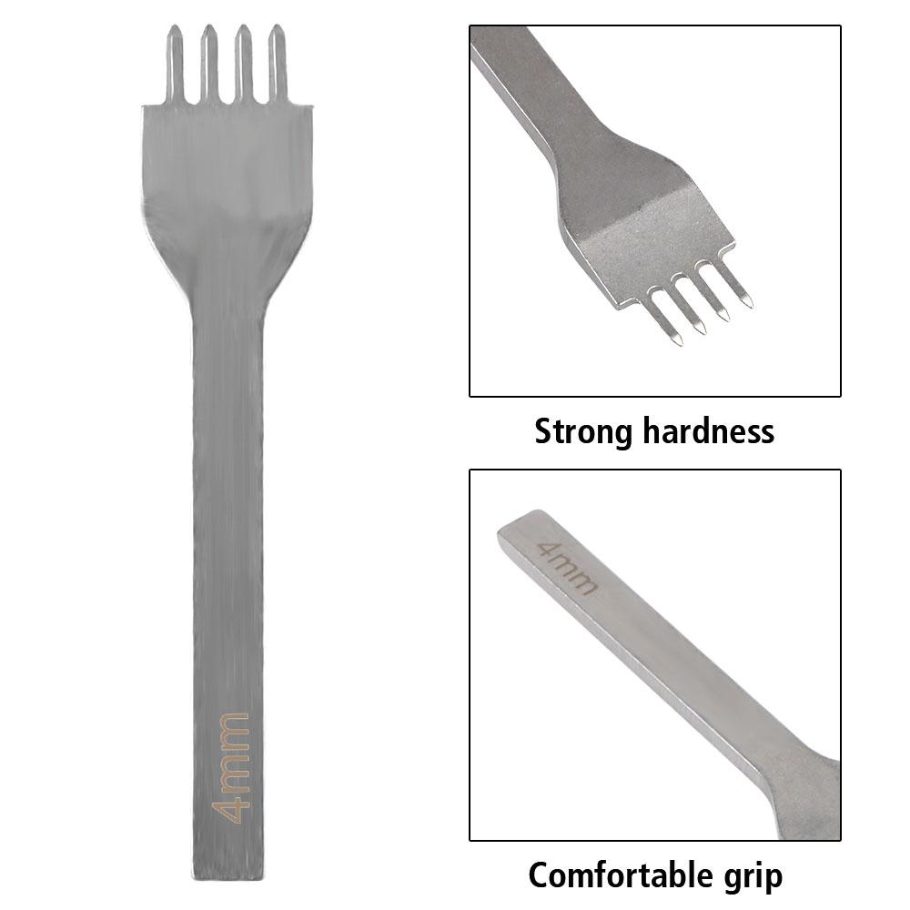 4pcss Hand Piercing Stitching Punching Tool Leather Row Hole Tool DIY Leather Craft Tools Holes Fork Row Hole Punch