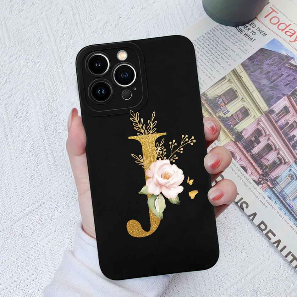 Для Apple iPhone 11 12 Pro Max 13 Mini 6 7 8 Plus чехол для телефона Роскошный цветок буквы жидкий мягкий силиконовый противоударный чехол для iPhone чехол-бампер