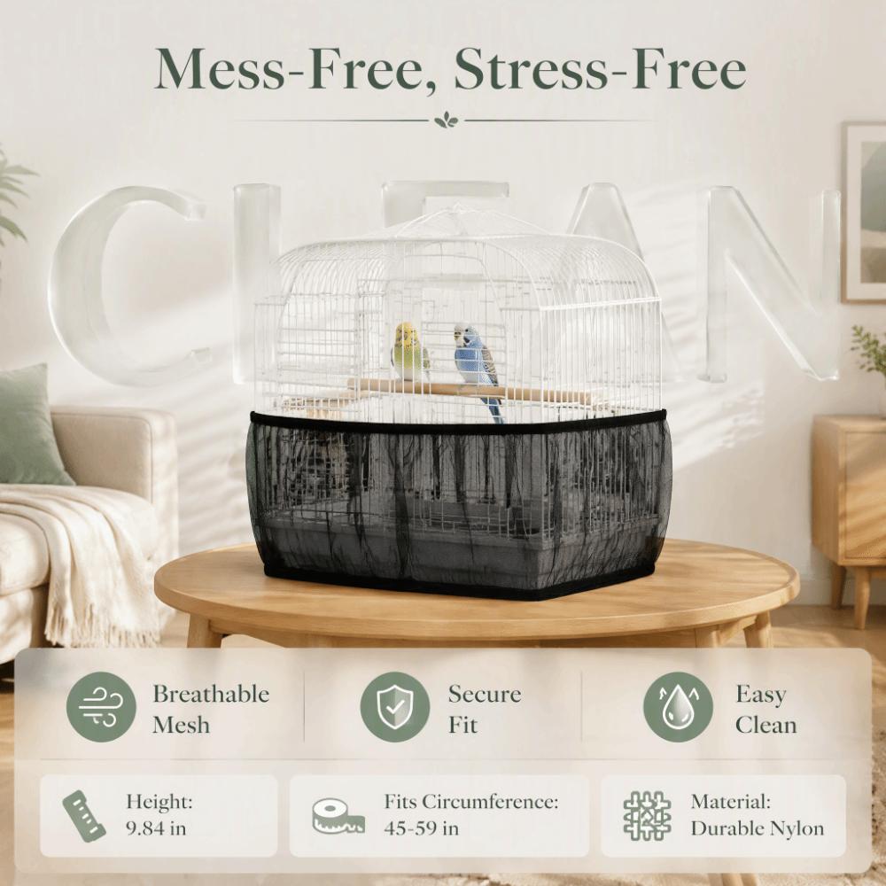 Stretchy Skirt Bird Cage Seed Catcher Soft Airy Bird Cage Skirt Parrot Nylon Mesh Cover For Parrot