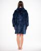 Bluza koc kocobluza 2w1 oversize xxl z kapturem gruba sherpa granatowa