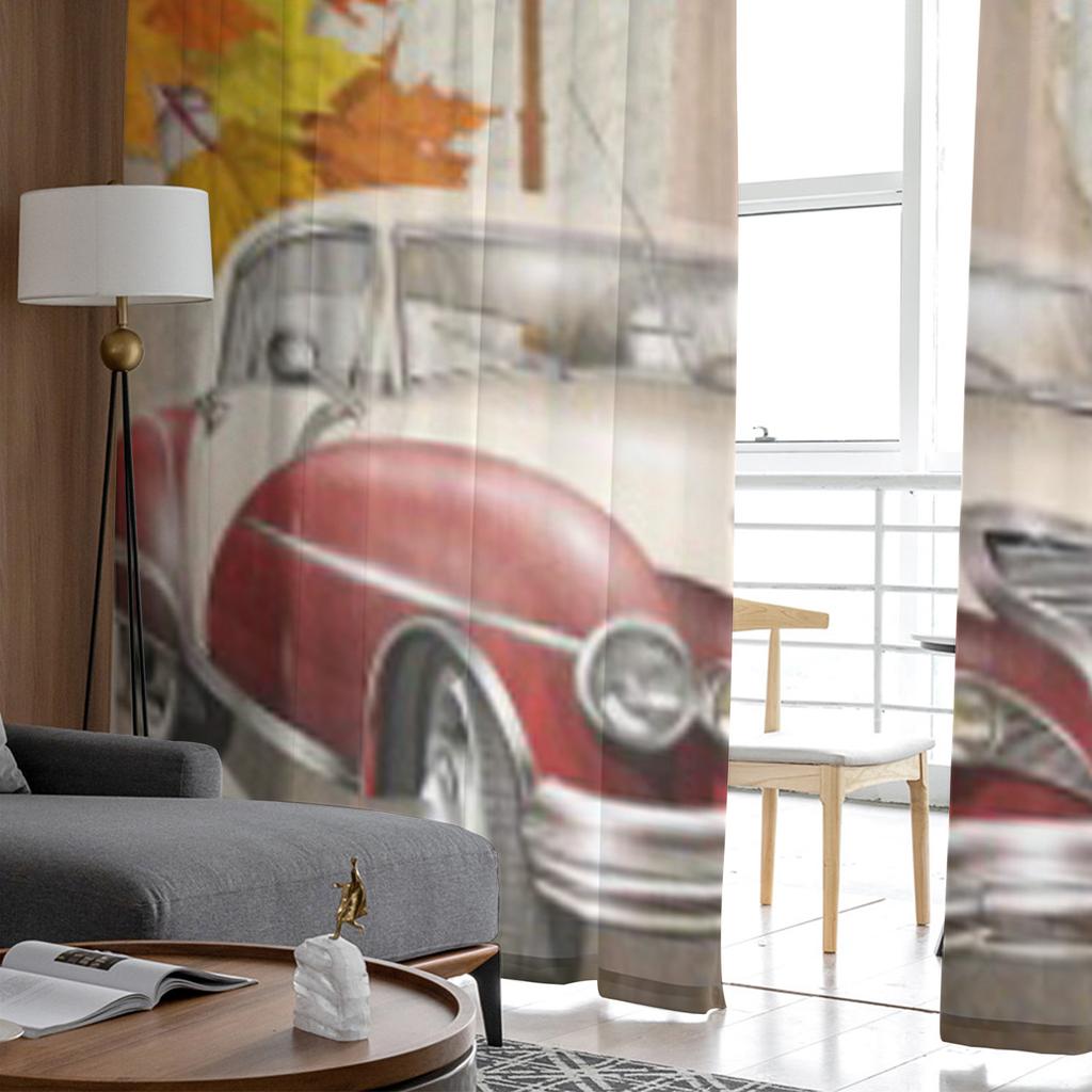 Римский винтажный постер с автомобилем, прозрачная занавеска для гостиной, спальни, вуаль, занавески для окон, занавески из органзы, вечерние тюлевые шторы
