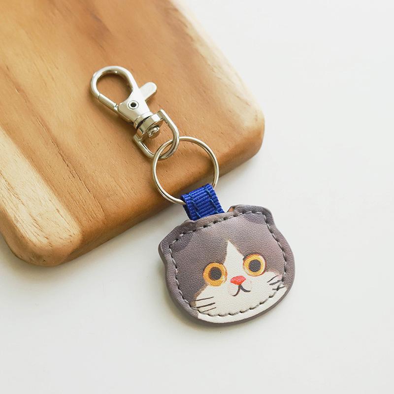 1 шт., милый брелок для ключей из металла и кожи с рисунком котенка, японская декоративная сумка