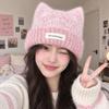 Warm Knitted Beanie Windproof Winter Cap Fashion Cat Ear Hat Cold Weather