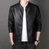 Leather jacket men's short leather jacket new spring and autumn thin casual business jacket men's fleece thickened leather jacket