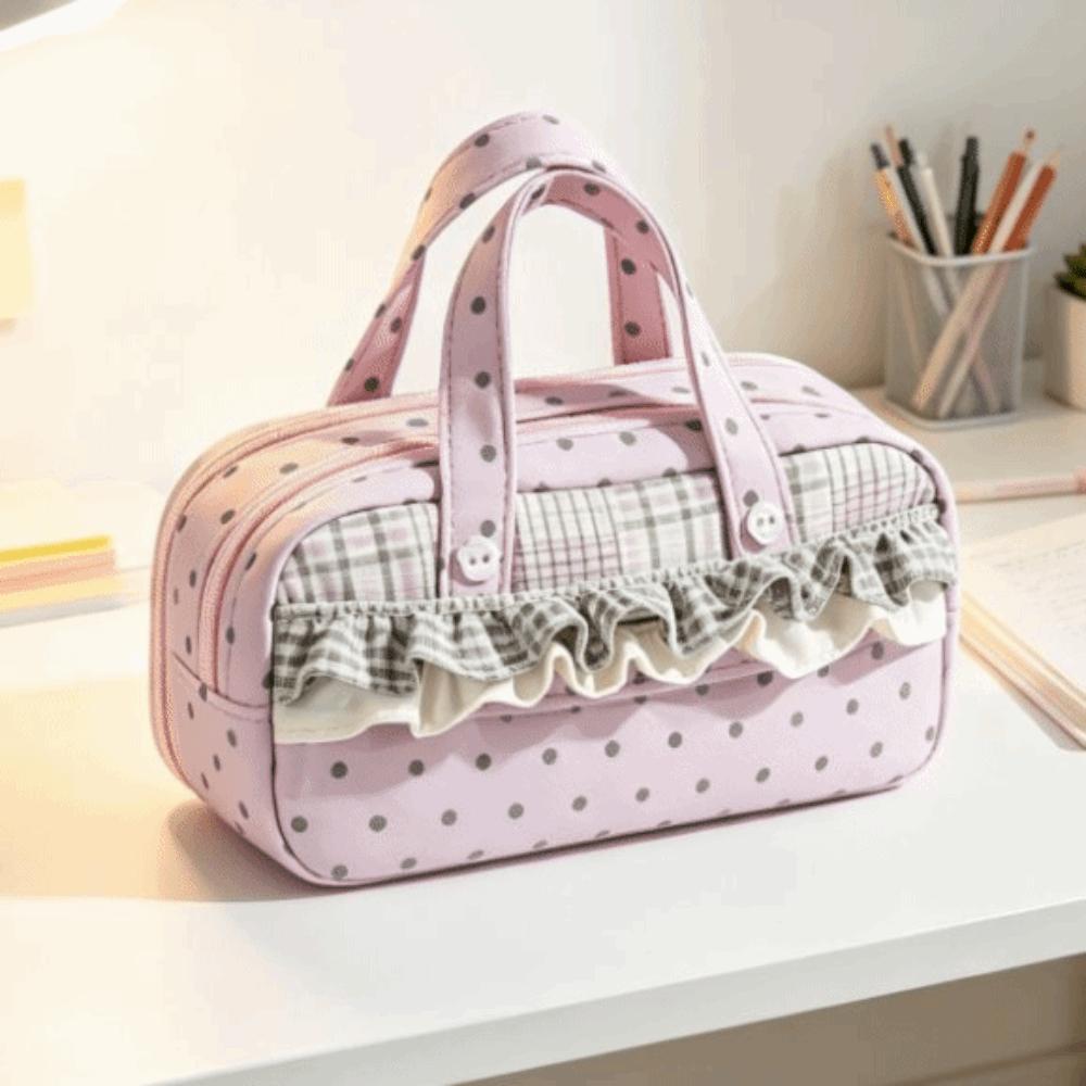 Multi-Layer Lace Stationery Pouch Large Capacity Lace Stationery Bag Lace Pen Bag Office Use