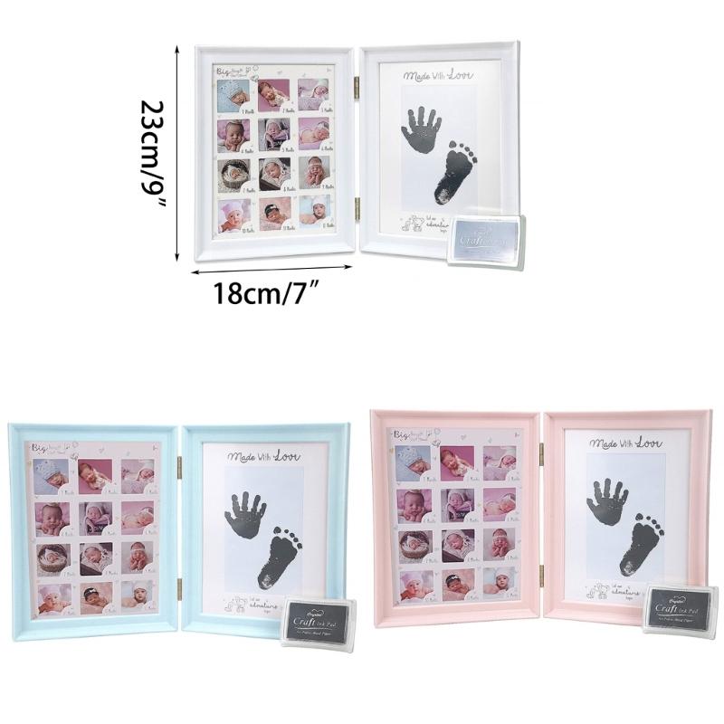 Foldable Picture Frame for Newborn Photo Frame Nursery Table Display Footprint Handprint Keepsake Frame House Decoration