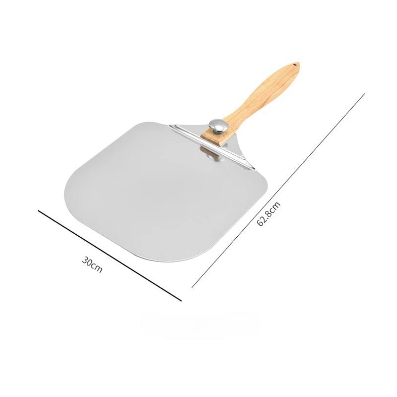 Перфорированная алюминиевая лопатка для пиццы со съемной резиновой деревянной ручкой – легкая лопатка для пиццы для удобного перемещения