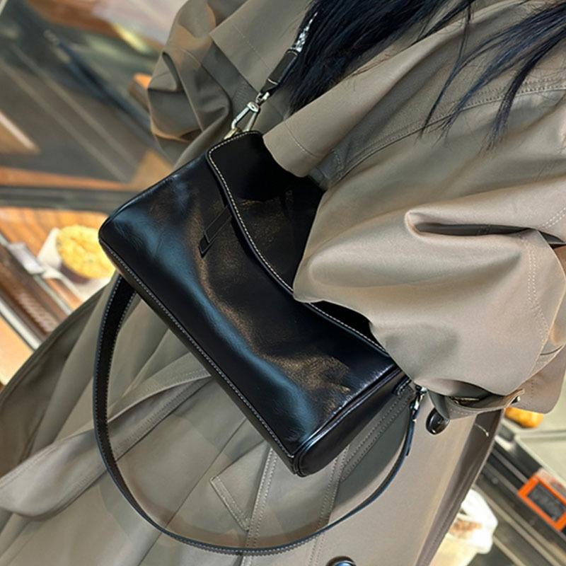 Женская кожаная сумка, повседневная сумка через подмышку, ретро-сумка через плечо для женщин