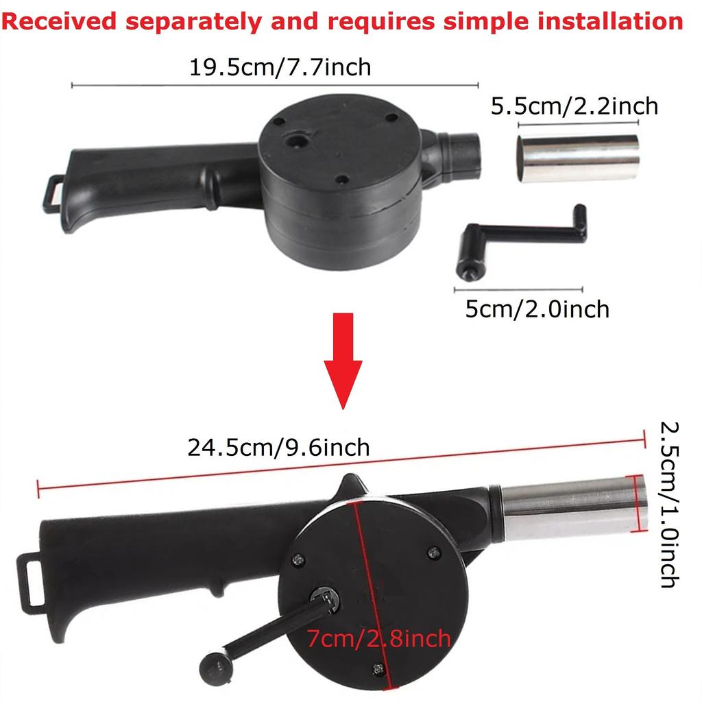 Черный ручной вентилятор для барбекю, мини-портативный вентилятор для гриля, кузнечные мехи для раздувания огня, аксессуары для пикника и кемпинга, уличные ручные инструменты