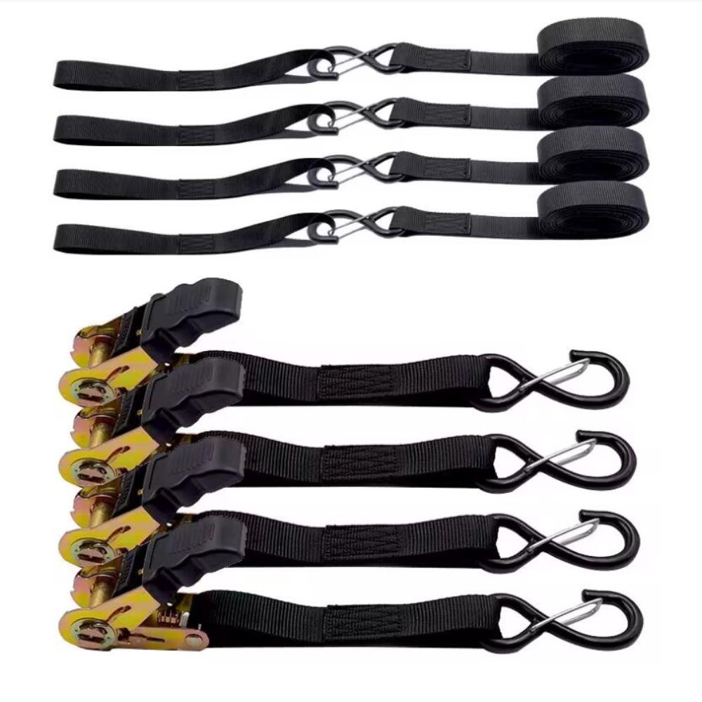 Rust Proof Ratchet Tie Down Straps Black Polyester Lashing Straps Motorcycle