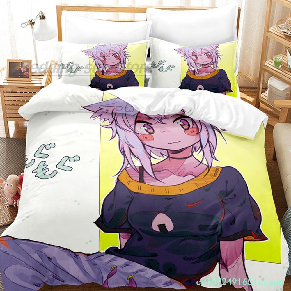Hololive Neko Mata Okayu Комплект постельного белья Single Twin Full Queen King Size Комплект постельного белья Aldult Kid Bedroom Duvetcover Sets 3D Anime