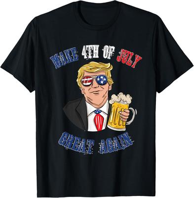 Drinking Beer 4th Of July Shirt Great Again Funny Trump T-Shirt