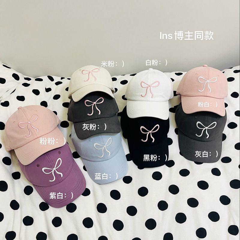 Fashion hat female ins sweet cute bow baseball cap four seasons sunshade cap