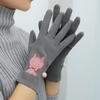 DeRong Gloves for Women In Winter with Extra Fleece for Warmth and Cold Protection, Cat Embroidery, Touch Screen, One Size Fits All