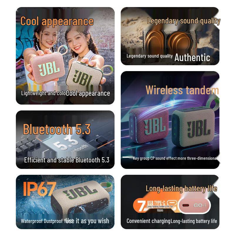 JBL Портативная Bluetooth-колонка GO4, штекер CN (адаптер в комплекте) (Китайская версия)
