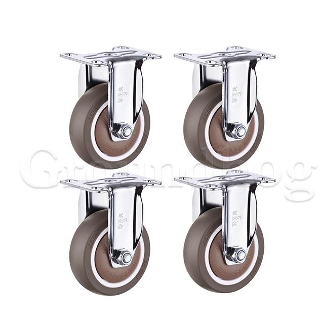 4Pcs Rubber Swivel Casters , with Brake No Noise Lockable Wheels Mobile Wheels for Furniture, Medical Equipment, Trolleys