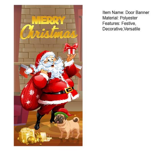 Christmas Door Banner Decoration Santa Claus Door Cover Merry Christmas New Year