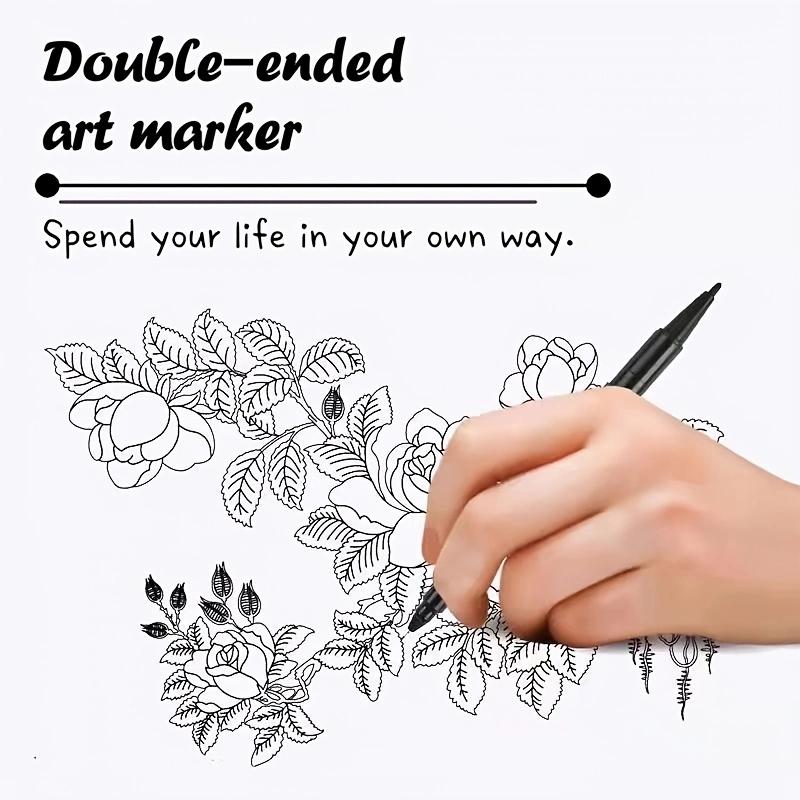 Набор из 10 двухсторонних водонепроницаемых маркеров с тонким стержнем - прочные, быстросохнущие и яркие чернила для студентов, офиса и художников