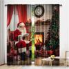 2 шт. Шторы Санта-Клауса. Старый Санта-Клаус сидит дома в рождественскую ночь и читает письмо возле дерева. Гостиная, спальня.