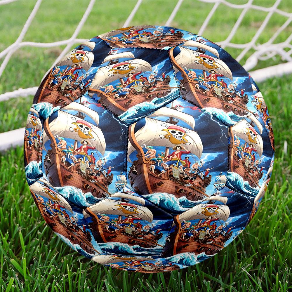 One Piece Print Size 5 Soccer Ball, Standard Match Football for Sports Game and Team Practice, Ideal Gift for Soccer Fans
