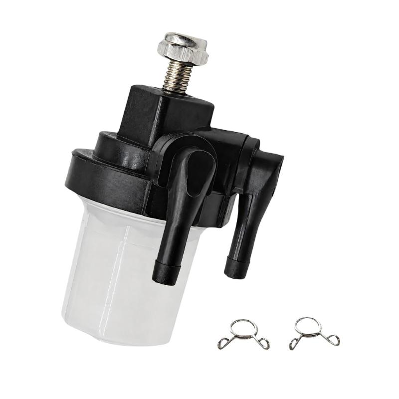 Boat Fuel System Filter Assembly With Clear Bowl, Two Hose Connections and Mounting Fastener for 9.9-90HP Routine Marine Engine Service Work Tasks