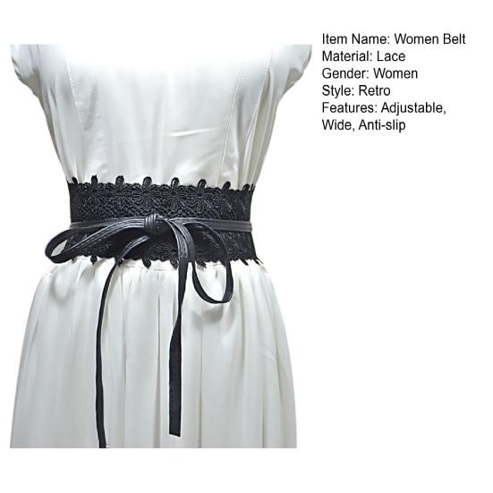 Женский пояс из гладкой искусственной кожи с кружевом, широкий шнуровкой, регулируемый противоскользящий прочный шов, ретро, тонкая талия, украшение, платье, пальто, пояс
