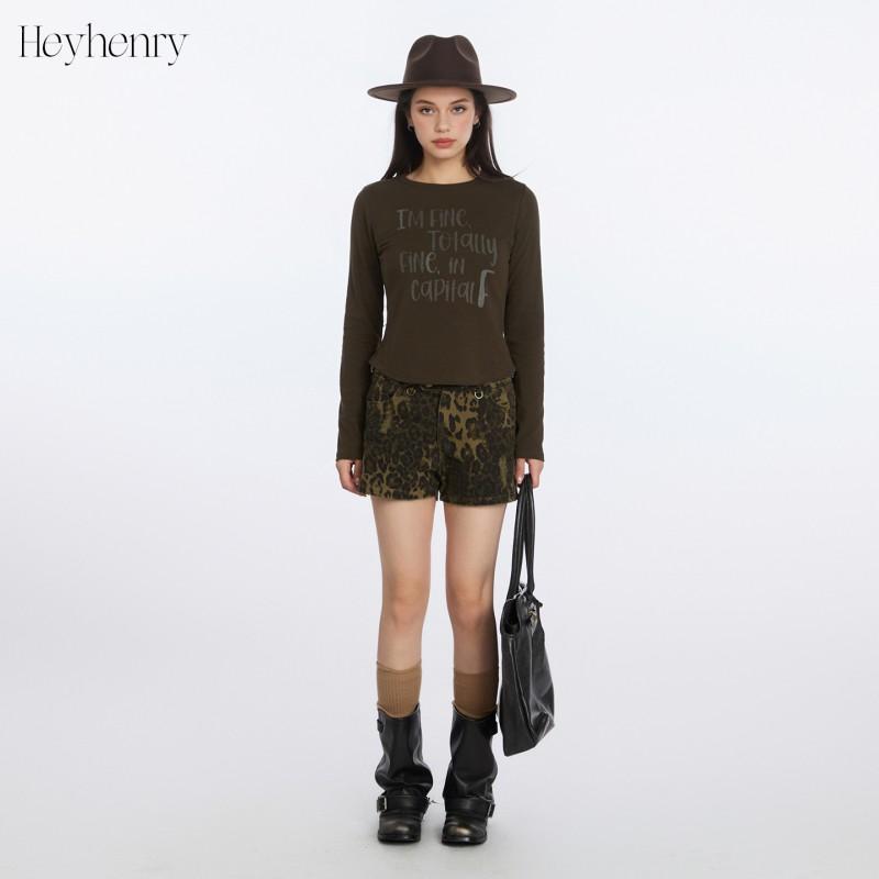 HeyHenry Womens Korean Style Crew Neck Long Sleeve T-Shirt Letter Print Casual Basic Top Fall