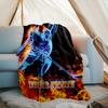 1PC Custom Name "Flame Hockey Player Artwork" outdooor Flannel blankets Patterns Throw Blanket All-Season Soft Gift for Couch, Bed, Camping gifts