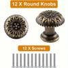 12pcs Vintage Mini Jewelry Box Knobs,Bronze Flower Pattern Mini Knobs,Vintage Mini Cabinet Knobs with Mounting Screws